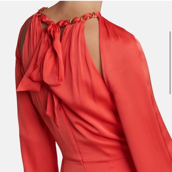 Veronica Beard Fayla Silk Chain-Detail Cutout Midi Dress Watermelon size 2 - Picture 14 of 15